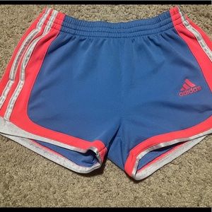 Kid girl adidas athletic running shorts.